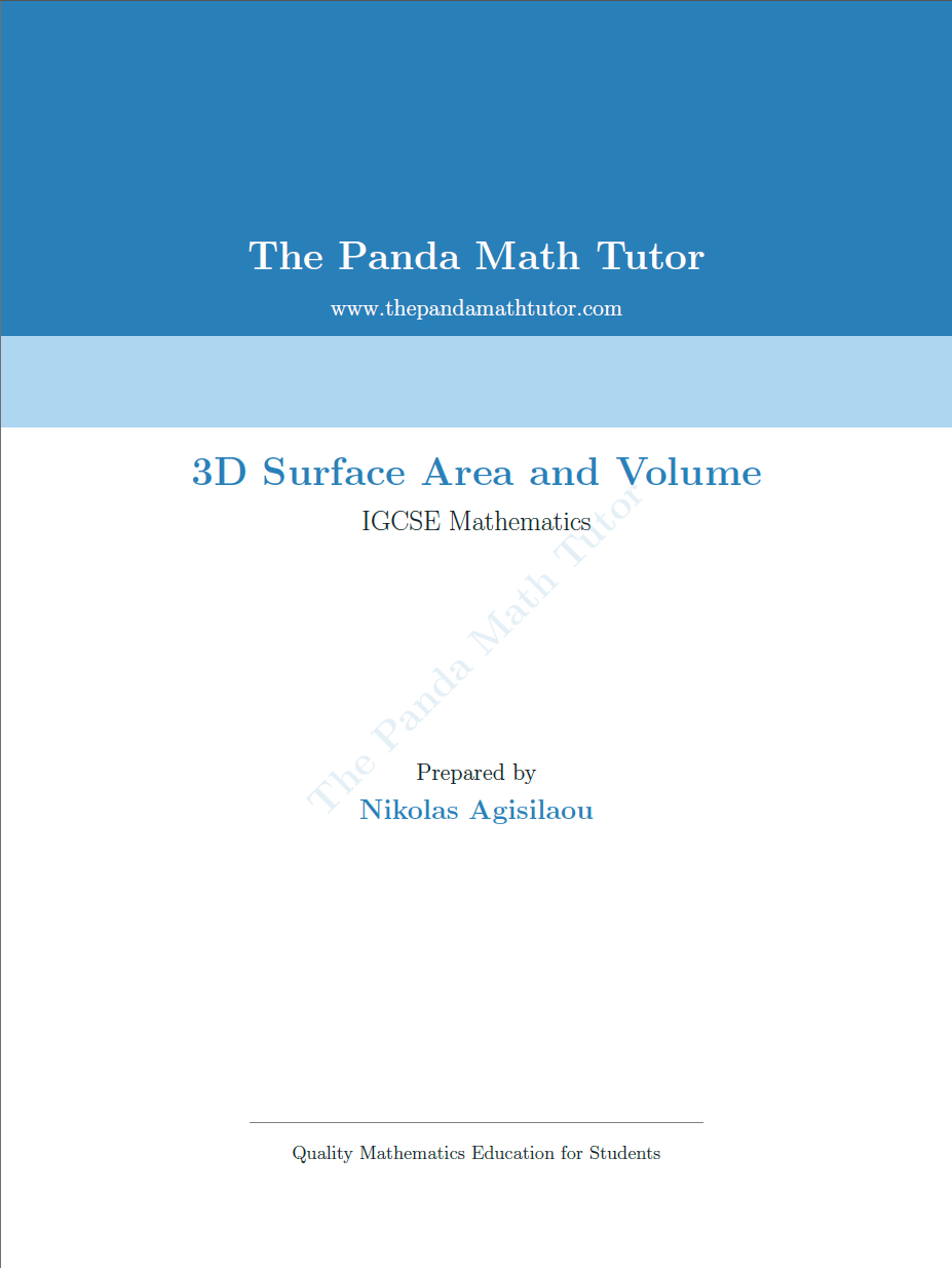 Sample page from 3D Surface Area and Volume