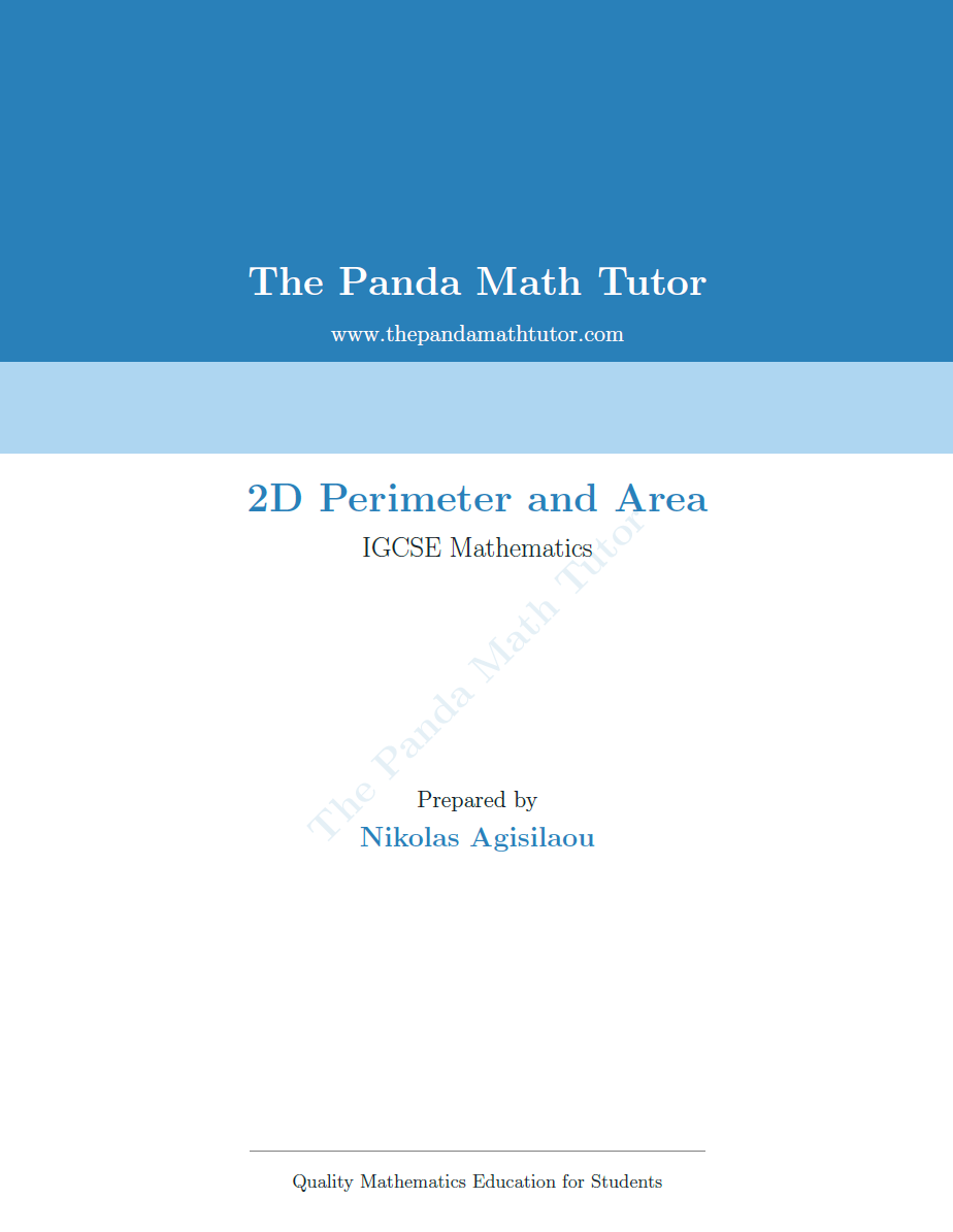 Sample page from 2D Perimeter and Area