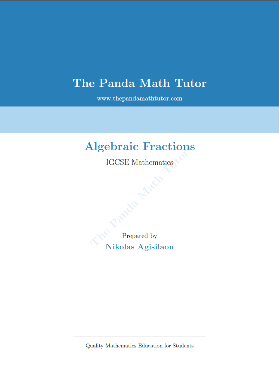 Sample page from Algebraic Fractions