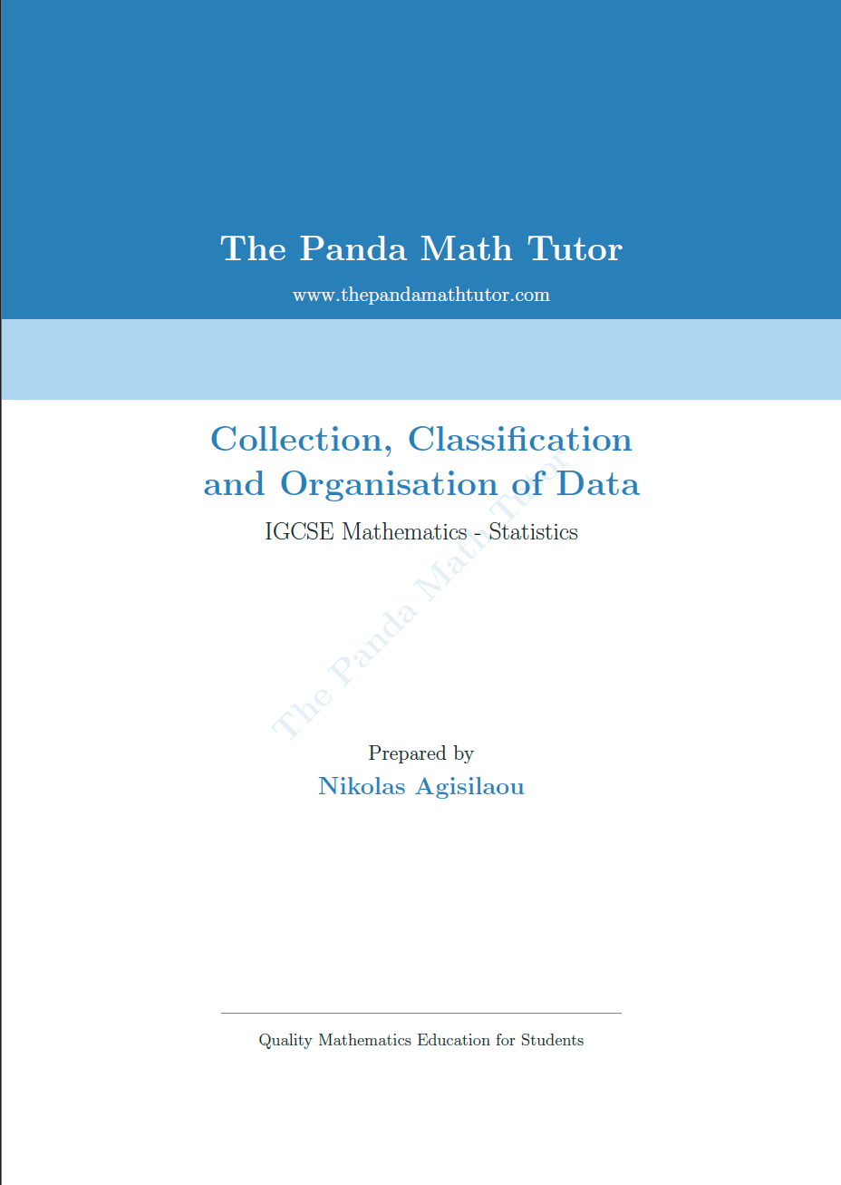 Sample page from Collection, Classification and Organisation of Data