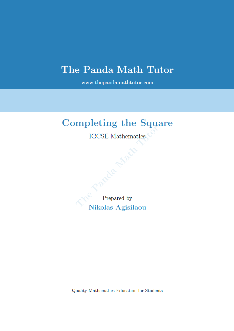Sample page from Completing the Square