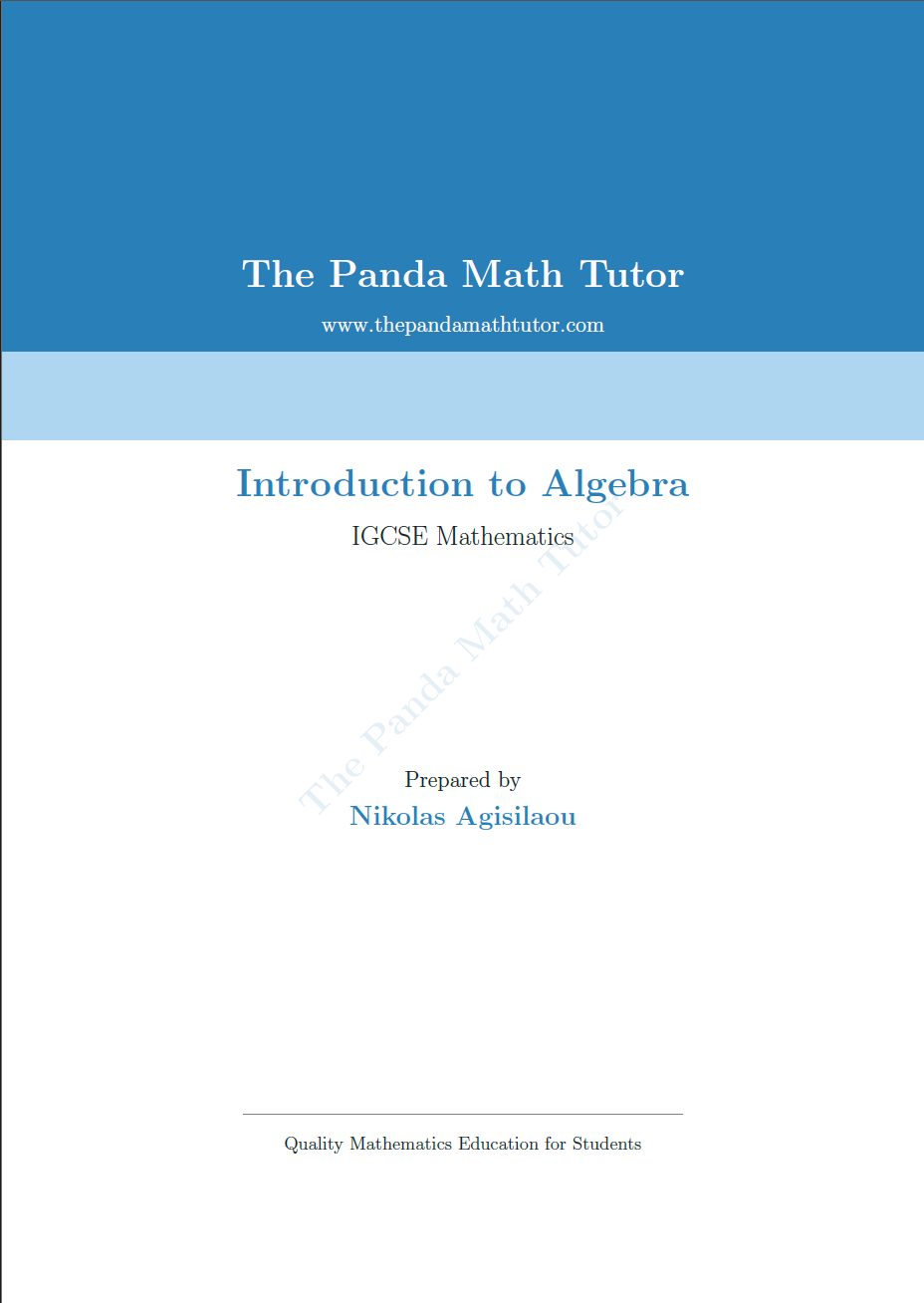 Sample page from Introduction to Algebra