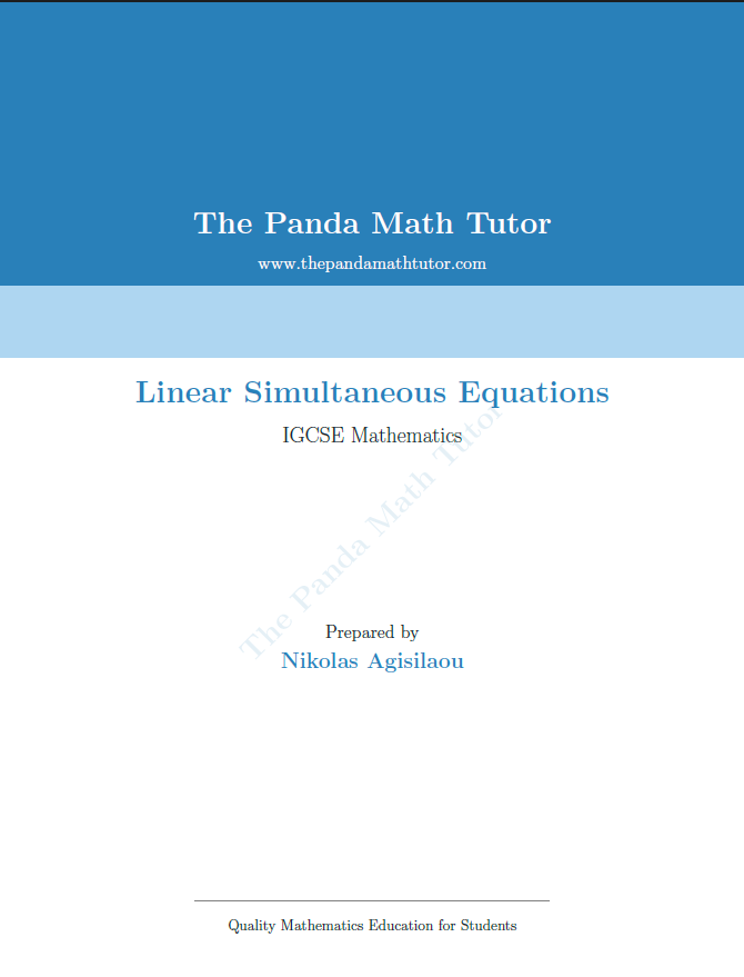 Sample page from Linear Simultaneous Equations