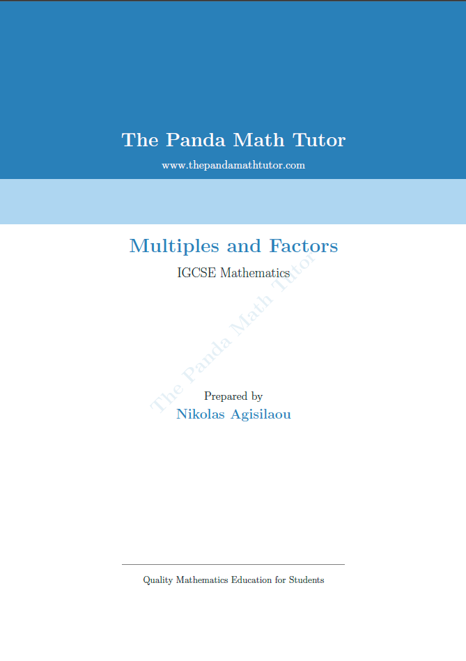 Sample page from Multiples and Factors
