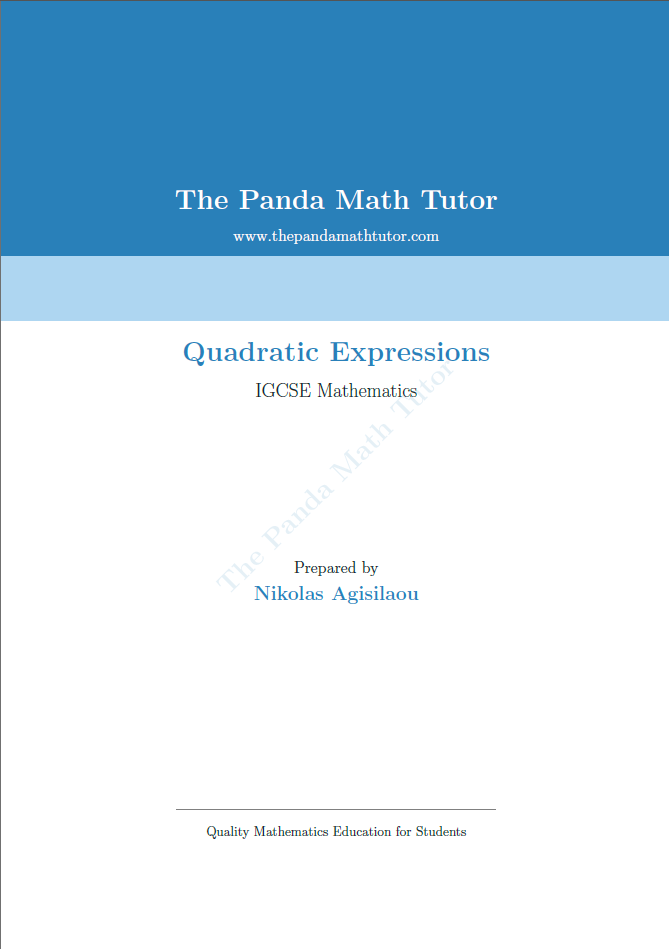 Sample page from Quadratic Expressions