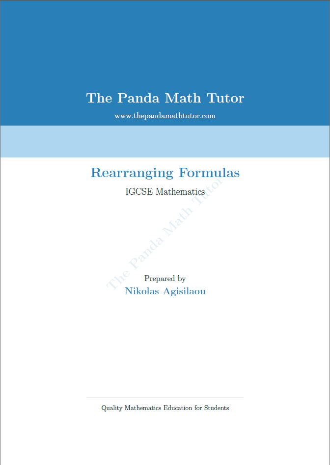 Sample page from Rearranging Formulas