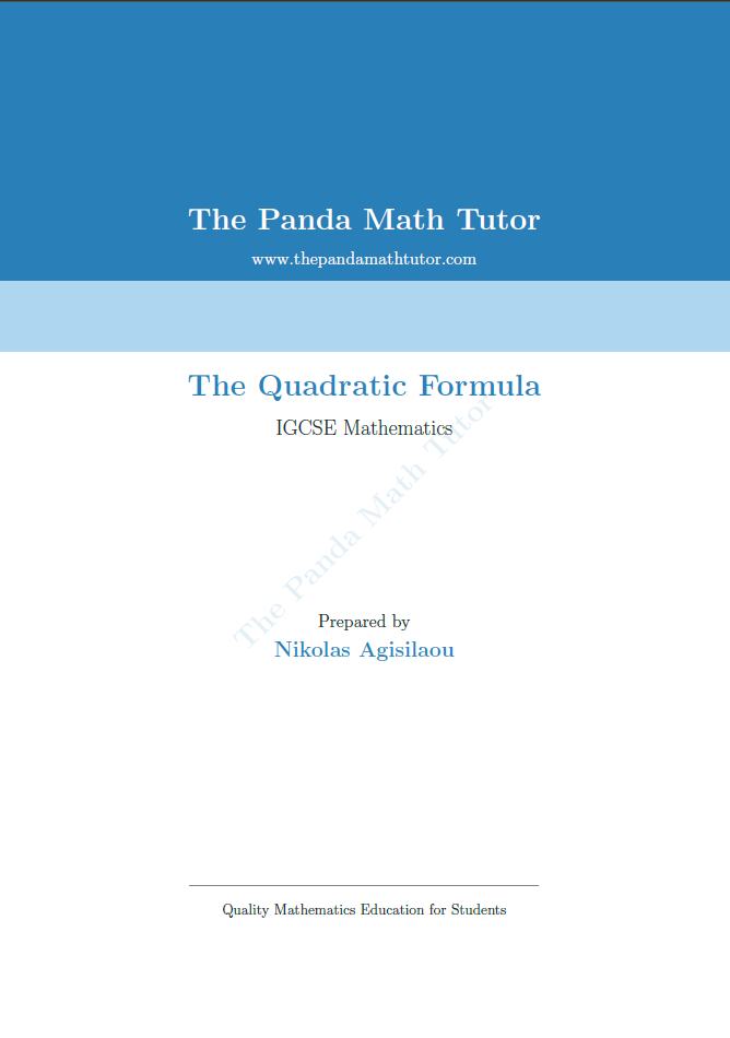 Sample page from The Quadratic Formula