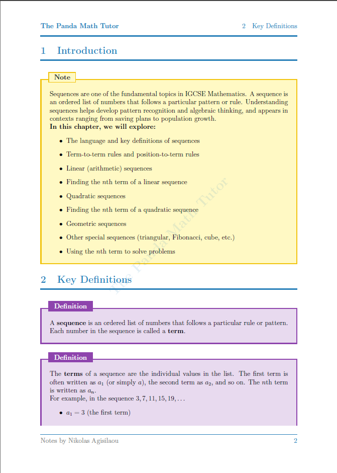 Example page from Sequences